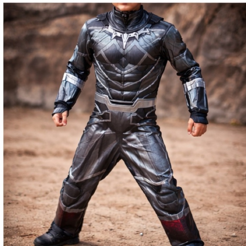 Marvel Black Panther Kids Costume Bodysuit Unisex‎ Size L Superhero Halloween - Picture 1 of 12